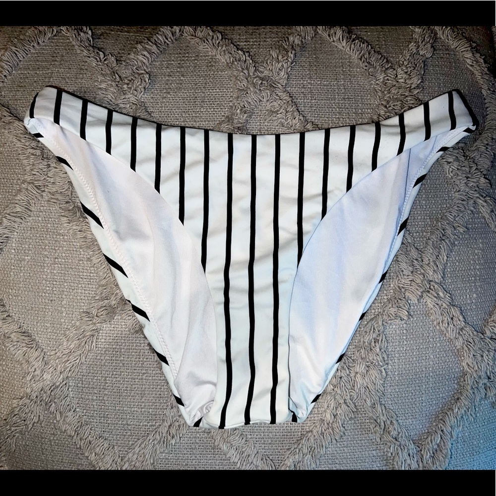 Cotton On Body Black and White Striped Bikini Bottoms